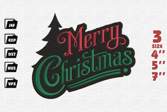 Bold Merry Christmas Tree Silhouette Embroidery Review