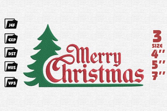 Classic Merry Christmas with Pine Tree Embroidery Design Review