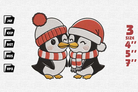 Cute Kissing Penguin Couple Christmas Embroidery Design Review