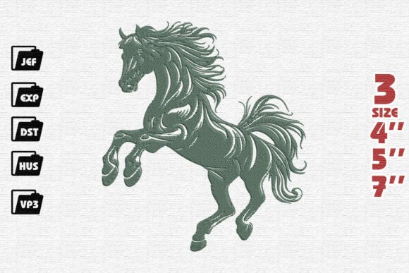 Elegant Stylized Rearing Horse Embroidery Design Review