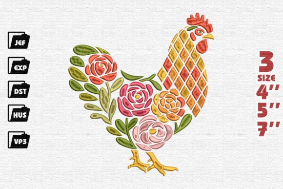 Folk Art Rooster Embroidery Design Review