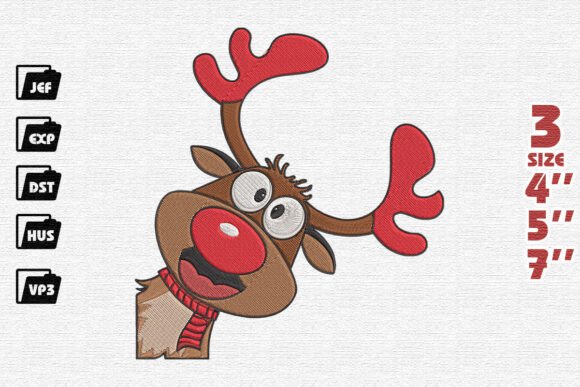 Funny Peeking Christmas Reindeer Embroidery Review