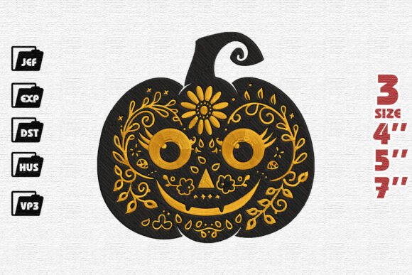 Ornate Floral Jack-o-Lantern Embroidery Design Review