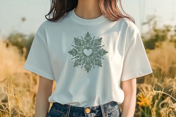 Ornate Heart Snowflake Mandala in Sage Green