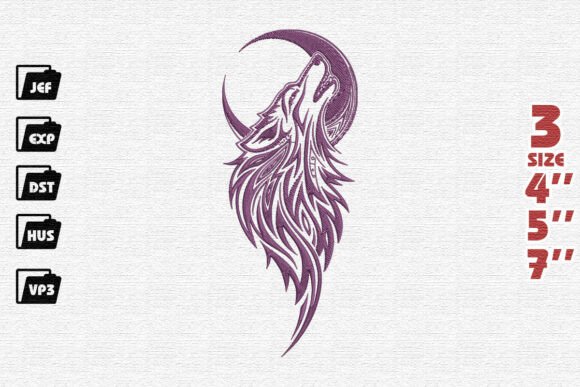 Ornate Howling Wolf and Moon Embroidery Review