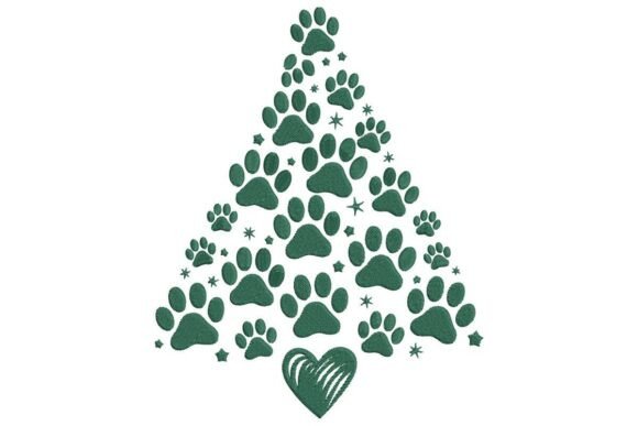 Paw Print Christmas Tree Embroidery Design Review