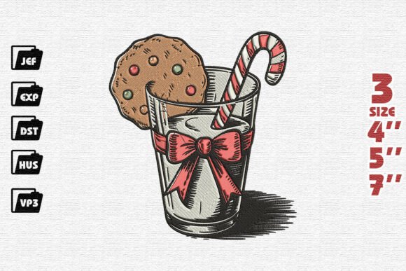 Retro Christmas Milk and Cookies Embroidery Design Review