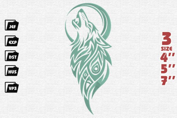 Tribal Howling Wolf and Moon Embroidery Design Review